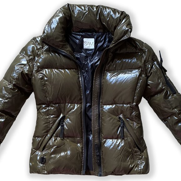 SAM FREESTYLE Puffer Down Jacket in Olive Green - Picture 3 of 7